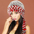 Women Rex Rabbit Fur Hats Knitted Thicker Winter Warm Ear protector Caps - Black Red