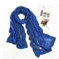 Fashion long knitted scarf shawl women warm lace woolen wrap scarves - Blue