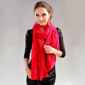 Fashion long knitted scarf shawl women warm lace woolen wrap scarves - Rose