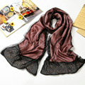 High end fashion long 100% silk scarf shawl women warm diamond wrap scarves - Pink