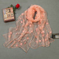 High end fashion long flower mulberry silk scarf shawl women soft thin wrap scarves - Orange
