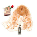 High end fashion long flower mulberry silk scarf shawl women soft thin wrap scarves - Yellow