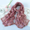 High end fashion sequin embroidery flower lace silk scarf shawl women wrap scarves - Purple