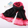 High-end fashion women 100%silk long soft two layer warm scarf shawl wrap - Black