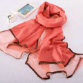 High-end fashion women 100%silk long soft two layer warm scarf shawl wrap - Red
