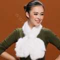 Knitted Mink fur scarf women winter warm female Flower wave neck wraps - White