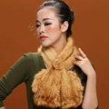 Knitted Mink fur scarf women winter warm female Flower wave neck wraps - Yellow