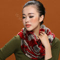 Knitted Rex rabbit fur scarf women winter warm female Circle neck wrap - Red Grey