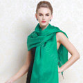 Luxury women autumn and winter long 100% mulberry silk solid color scarf shawl wrap - Green