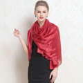 Luxury women autumn and winter long 100% mulberry silk solid color scarf shawl wrap - Red