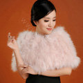 Ostrich wool fur scarf shawls vogue women bridal tippet winter warm neck wraps - Light Pink