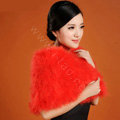 Ostrich wool fur scarf shawls vogue women bridal tippet winter warm neck wraps - Red