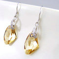 Luxury crystal diamond 925 sterling silver dangle earrings 4cm - Champagne