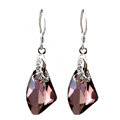 Luxury crystal diamond 925 sterling silver dangle earrings 4cm - Purple