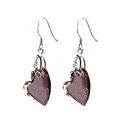 Luxury crystal diamond 925 sterling silver heart dangle earrings - Purple