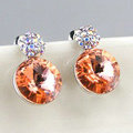 Luxury crystal diamond 925 sterling silver stud earrings 10mm - Pink
