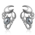 Luxury crystal diamond exaggerating scorpion stud earrings 18k white plated