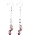 Luxury crystal diamond long raindrop 925 sterling silver dangle earrings - Purple