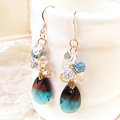 Luxury crystal diamond raindrop 925 sterling silver dangle earrings - Blue