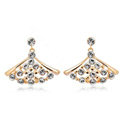 Luxury crystal exaggerating fan dangle stud earrings 18k gold plated