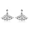 Luxury crystal exaggerating fan dangle stud earrings 18k white gold plated