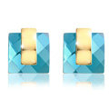 Luxury crystal exaggerating geometry stud earrings 18k gold plated - Blue
