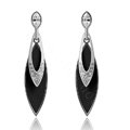 Luxury crystal exaggerating raindrop dangle stud earrings 18k white gold plated - Black