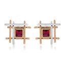 Luxury crystal exaggerating rhombus stud earrings 18k gold plated - Red