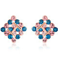 Luxury crystal exaggerating rhombus stud earrings 18k rose gold plated - Blue
