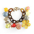 Luxury fashion small bee flowers multi-pendant women gems bangle bracelet - Yellow