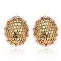 Luxury fashion woman woven mesh hollow stud earrings 18k gold plated