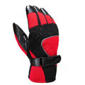 Allfond Man winter warm outdoor sport windproof ski motorcycle riding buckle leather Gloves - Black red
