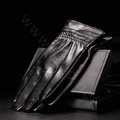 Allfond men mesh business winter waterproof cold-proof warm goatskin genuine leather gloves L - Black