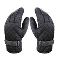 Allfond men winter warm outdoor sport windproof ski motorcycle riding buckle Suede Gloves - Black