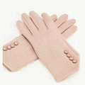 Allfond women touch screen gloves stretch cotton button winter warm solid color gloves - Beige