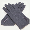 Allfond women touch screen gloves stretch cotton button winter warm solid color gloves - Gray