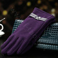 Allfond women touch screen gloves stretch cotton winter warm business casual crystal gloves - Purple