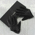 Fashion Women Fish-scale pattern Genuine Leather Sheepskin Half Palm Short Gloves Size L - Black