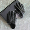 Fashion Women Genuine Leather Sheepskin Half Palm Short Gloves Size L - Black