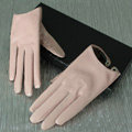 Women Short Lambskin Sheepskin Winter Warm Genuine Soft Leather Gloves Size L - Pink