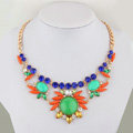 Exaggeration Women Choker Colored Gem Sunflower Crystal GP Bib Pendant Necklace Jewelry