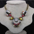 Exaggeration Women Choker Crystal Gem GP Sunflower Bib Necklace Jewelry - Multicolor