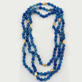 Fashion Women Luxury Choker Sweater chain Natural Gems Beads long Necklace Jewelry - Blue