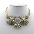 Luxury Crystal Gemstone Pendant Vintage Choker Statement Bib Necklace Women Jewelry - White
