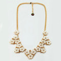 Luxury Crystal Shell Flower charm Pendant Choker Statement Necklace Women Jewelry - White