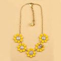 Luxury Elegant Women Choker Crystal Sunflower Bib Necklace Jewelry - Yellow