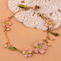 Luxury Fashion Women Romantic Flower Natural Pearl Bracelet Jewelry - Pink