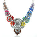 Luxury multicolor Crystal Flower Wings Pendants Chokers Statement Necklace Women Jewelry