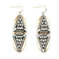 Retro White Crystal Geometric Dangle Earrings Gold Plated Women Fashion Jewelry