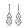Classic Zircon Crystal White Gold Plated Water Drop Stud Earrings Women Banquet Jewelry